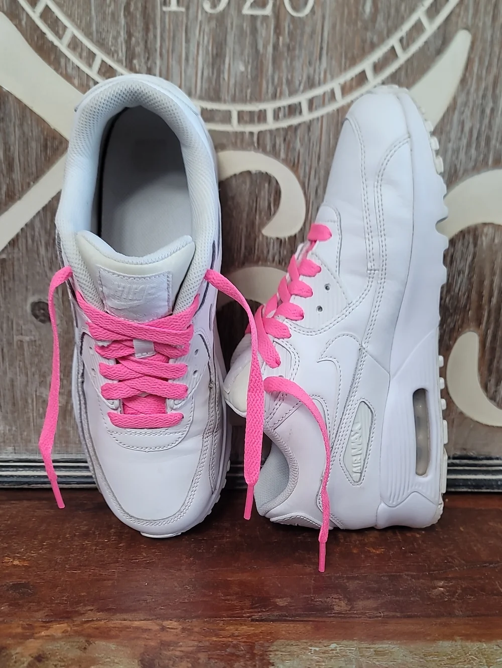 Nike Air Max 90 LTR 'Triple White/Pink' Wmns 7.5 Good Condition, Fast Shipping